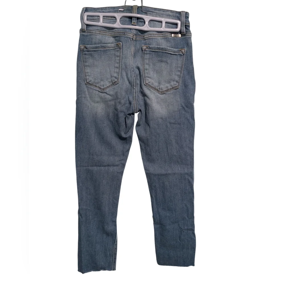 KanCan High Rise Skinny Jeans Medium Wash‎ Button Fly Raw Hem Size 3 25